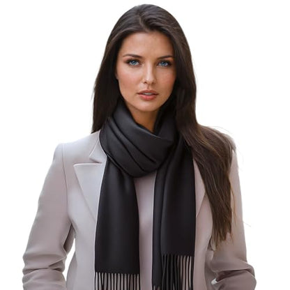Ocomfly 100% Pashmina Scarf for Women - Premium Womens Scarves - Gift Boxed - Shawls or Wraps - Ultra Soft and Warm - color: Jet Black