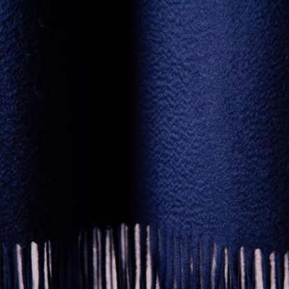 CUDDLE DREAMS Premium Cashmere Throw Blanket with Fringe, Luxuriously Soft (Navy) - color: Navy