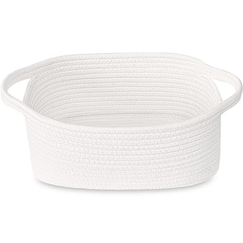 ABenkle Small White Basket, Soft Woven Storage Bins Baskets for Cat Dog Toys Organizer, Decorative Shelves Closet Organizing Basket Chest Box, Empty Gift Baskets - size: Design A
