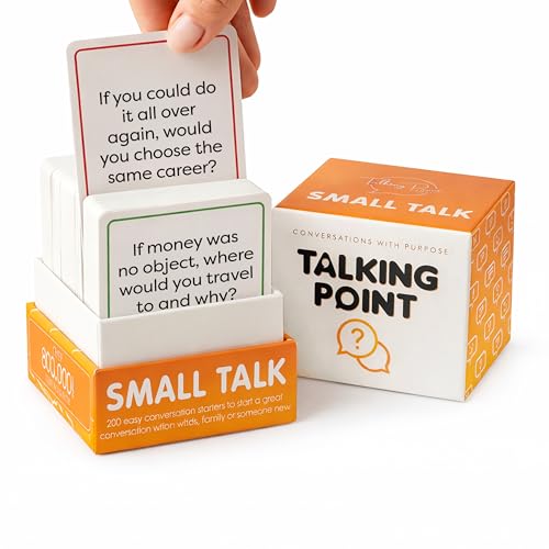 200 Icebreaker Conversation Cards for Adults, Work & Couples - Small Talk Question Deck for Date Night, Family Dinners, Team Building & Parties - Get to Know You Card Game with 8 Topic Categories