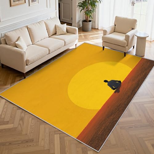 Washable Zen Yoga Area Rugs 6x9, Sunset Rugs for Living Room Bedroom, Meditation Home Decor, Low Pile Soft Non Slip Thin Carpet Y83 - color: Yellow, size: 6' x 9' (Rectangular)