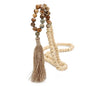 8MM Semi-Precious Gem Stones Wood Mala Bead Necklace Multicolor Tassel Charms Chain Necklace Handmade Beaded Pendant Necklace for Women Men - color: Wooden+Picture Jasper