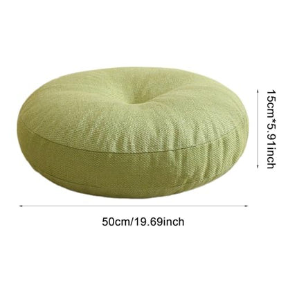Meditation Cushion Round Floor Pillow Premium Cotton Linen Multifunctional 50x15cm for Tea Ceremony Chair Sofa Bedroom Office, Green - color: Green