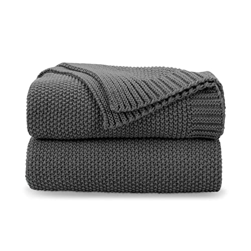 CozeCube Dark Grey Throw Blanket for Couch, Soft Cozy Cable Knit Throw for Bed Sofa Living Room, Lightweight Warm Decorative Farmhouse Christmas Blanket, 50"x60", Charcoal Grey - color: Charcoal Grey, size: 50"x60"