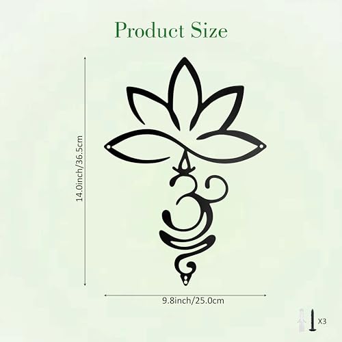 Slagindeco Metal Lotus Flower And Om Symbol Wall Decor, Spiritual Home Décor, Zen Lotus Spiritual Wall Art, Hindu Decor For Home Office Living Room Bedroom Yoga Meditation Room And Outdoor