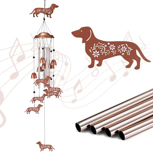 Wind Chimes for Outside, Metal Memorial Gifts for Women Mom, Unique Garden Decor, Sympathy Windchimes - size: Dachshund Dog