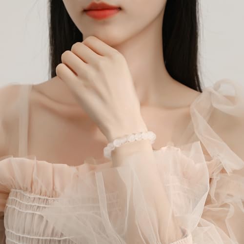 MAIBAOTA Healing Crystal Bracelet for Women Men, 8/4 mm Natural Stone Beaded Bracelets, Jewelry Birthday Gifts, Round Gemstones Stretch Bracelets - color: White-Clear Quartz, size: 8 mm