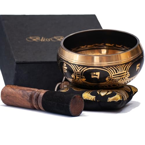 Tibetan Singing Bowl Set: 4.5 Inch Sound Healing Bowl Gift Set, Made in Nepal: For Meditation, Mindfulness, Reiki, Yoga, Chakra Balancing, Spiritual and Zen Decor, and Improved Focus and Relaxation