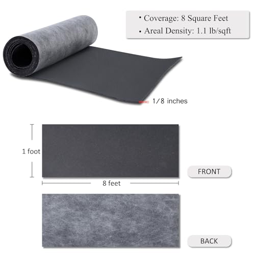 TroyStudio High Density Mass Loaded Vinyl Sound Proof Barrier, 1.1 lb/sqft, 1 x 8 Feet MLV Insulation Sheet, Anti Vibration Deadening Soundproofing Material - color: High Density Black
