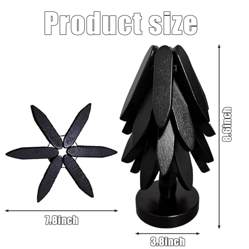 Natural Foldable Black Walnut Wooden Trivet Set - 4 Trivets + 1 Stand for Hot Dishes, Pot, Bowl, Teapot, Hot Pot Holders (Black) - color: Black