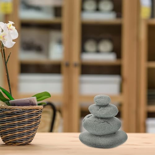 Simulated Stone Stacking Ornaments 2-Piece Garden Sculpture for Zen Garden Decor Indoor Outdoor Bonsai Sand Accessory