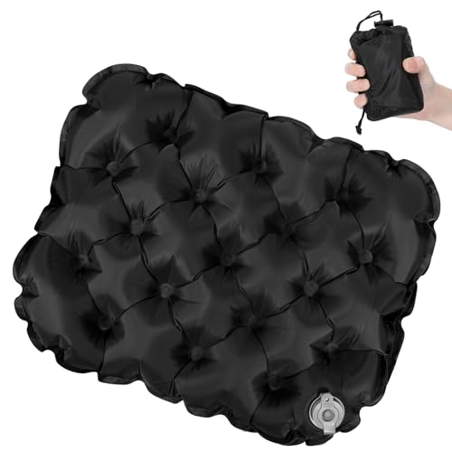 Inflatable Seat Cushion, Lightweight Stadium Seat Pad Waterproof Travel Airplane Seats Cushion Ergonomic Camping Air Seats Cushions for Long Flights, Stadium, Camping, Office, Car Travel (Black)