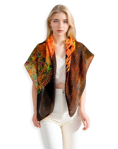PoeticEHome Cashmere Scarf Wrap 36"x36" - Featherlight & Wrinkle-Free Artistic Square Shawl for Travel & Office, Gift Ready - color: The Kiss - 36"