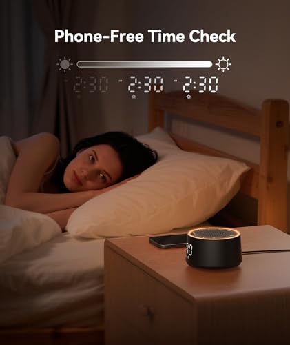 Dreamegg Sound Machine for Sleep - D1 Nova White Noise Sound Machine for Baby Adult with Alarm Clock, Soothing Sounds, Dimmable, White Noise Alarm Clocks for Bedrooms Heavy Sleepers Travel, Black - size: Palm-sized (D1 Nova)
