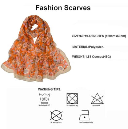 Pokeedioty Scarfs for Women Lightweight Fashion Scarves Elegant Floral Pattern Sheer Scarfs Sunscreen Shawls Wraps - color: P 070