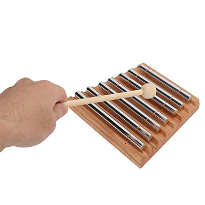 Vilihkc Energy Chime Percussion Hand Bell Meditation Chimes Teacher Tools Reminder Tuned Energy Chimes Music Instrument with Mallet for Classroom Prayer Yoga Music Gift(7 Tone) - color: 7 TONE