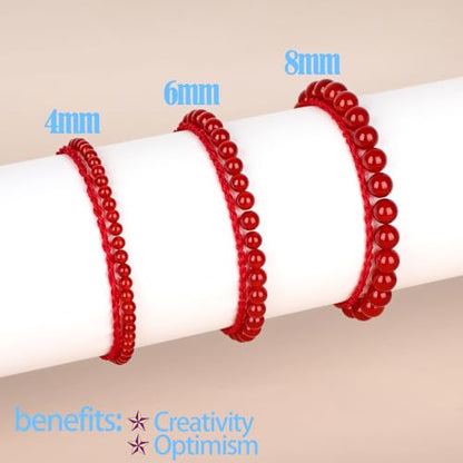QOGIR 2pcs Handmade Healing Bracelet, Natural Gem Stone Crystal Elastic Bracelet - color: Carnelian(Vitality and Energy), size: 4mm