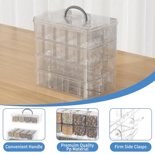 Bead Organizer Box, 84 Pcs Small Plastic Containers with Lids, 4-Tier Stackable Storage Box, Clear Organizers for Jewelry Toys Craft Storage - style: 4 Tier coffret