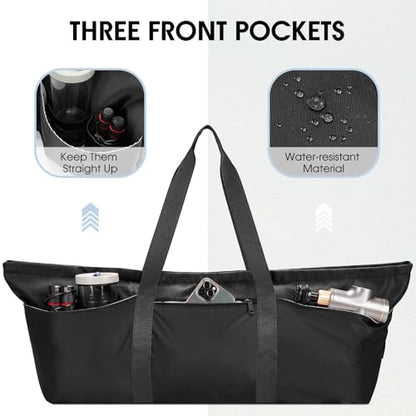 Large Yoga Mat Bag with Shoes Compartment and Wet Pocket Ladies Pilates Gym Tote Bag with Yoga Mat Holder Strap for Women Men Workout Carrier Stuff Accessories - color: Black