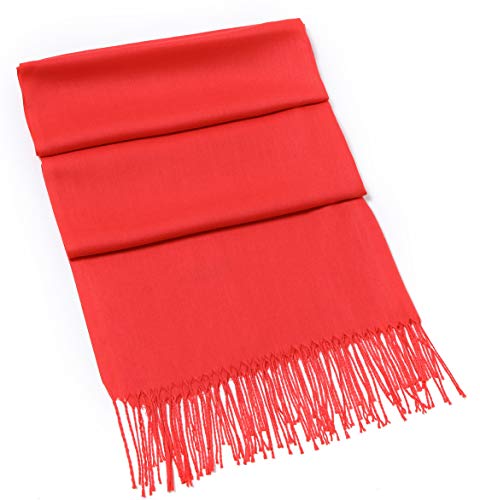 Cindy & Wendy Pashmina Shawls and Wraps Scarf for Women Soft Large Winter Shawl for Evening Dress Wedding Party - color: Red