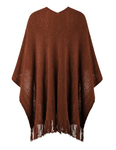 Ferand Shawl Wraps for Women, Cozy Lightweight Poncho Cape with Pockets, Warm for Fall Winter Travel - color: Orange