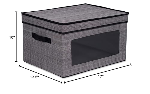 Internet's Best Storage Box with Window - Durable Storage Bin Basket Containers with Lids and Handles - Clothes Nursery Toys Organizer - Grey - color: Grey