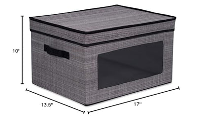 Internet's Best Storage Box with Window - Durable Storage Bin Basket Containers with Lids and Handles - Clothes Nursery Toys Organizer - Grey - color: Grey