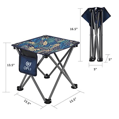 Opliy Camping Stool, Folding Small Chair Portable Camp Stool for Camping Fishing Hiking Gardening and Beach, Camping Seat with Carry Bag (Blue-Leaf) - color: Blue-leaf