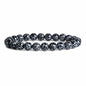 Justinstones Gem Semi Precious Gemstone 8mm Round Beads Stretch Bracelet 7 Inch Unisex - color: Snowflake Obsidian