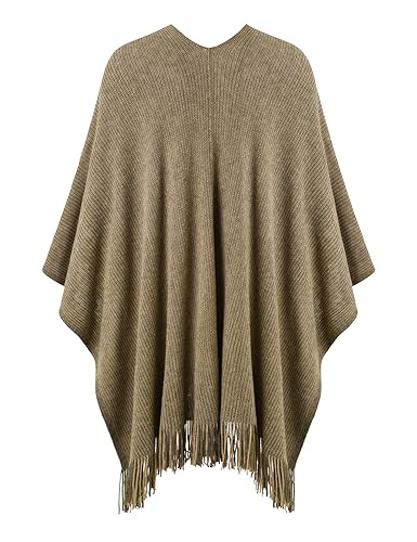 Ferand Shawl Wraps for Women, Cozy Lightweight Poncho Cape with Pockets, Warm for Fall Winter Travel - color: Khaki