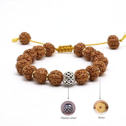 Handmade Adjustable Rudraksha Bracelet 5 Mukhi Rudraksha Mala bead（11mm/12mm）- Ideal for Meditation, Yoga, and Chanting | Perfect Gift Pack