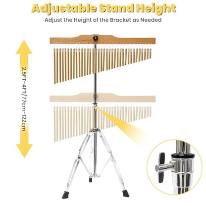 36-Bar Chimes Percussion 36 Notes Musical Instruments Single-Row Wind Chimes with 2.5-4FT Adjustable Stand Musical Percussion for Orchestras Choirs Classrooms Church Bands