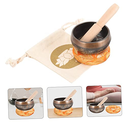 1Set Tibetan Singing Bowl Meditation Set Sound Bowl with Mallet Mat and Bag for Mindfulness Relief and Improved Sleep Quality for Meditation