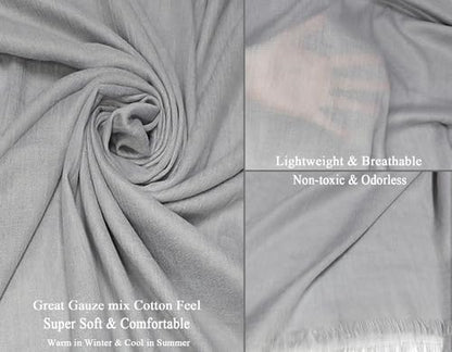 Women Summer Scarfs Lightweight Large Long Gauze Shawl Linen Beach Wrap Plain 75”×43” - color: Grey