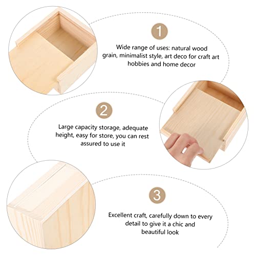 3Pcs Wooden Storage Box Minimalist Design with Slide Top for Jewelry Crafts and Keepsakes Natural Grain Decorative Organizer