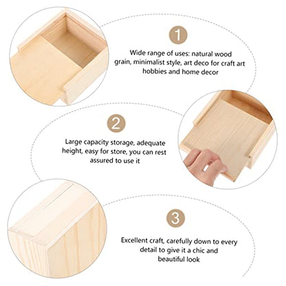 3Pcs Wooden Storage Box Minimalist Design with Slide Top for Jewelry Crafts and Keepsakes Natural Grain Decorative Organizer