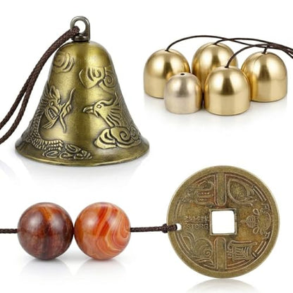 Lucky Wind Chimes Fengshui Bell Copper Alloy Dragon Bell 6 Bells Hanging Wind Bell for Home Garden Hanging Good Luck Blessing