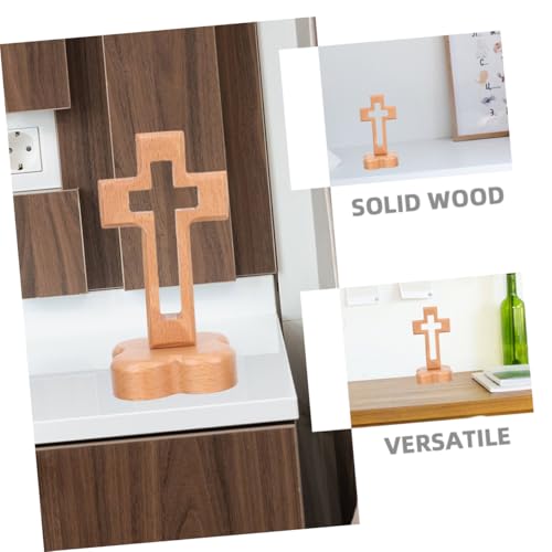 Sosoport Altar Decoration with Stand for Spiritual Faith Natural Wood Grain for Home Religious Settings