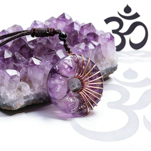 Day Day Up Green Aventurine Fluorite Crystal Necklace - 1.52" Donut Pendant Energy Necklace with Handmade Copper Wire Wrap - Heart Chakra Stone Jewelry for Meditation Good Luck Prosperity - color: 2