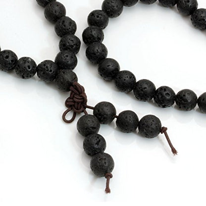 Natural Lava Rock Stone 108 Buddhist Prayer Beads Tibetan Mala Bracelet Necklace… - style: 6mm