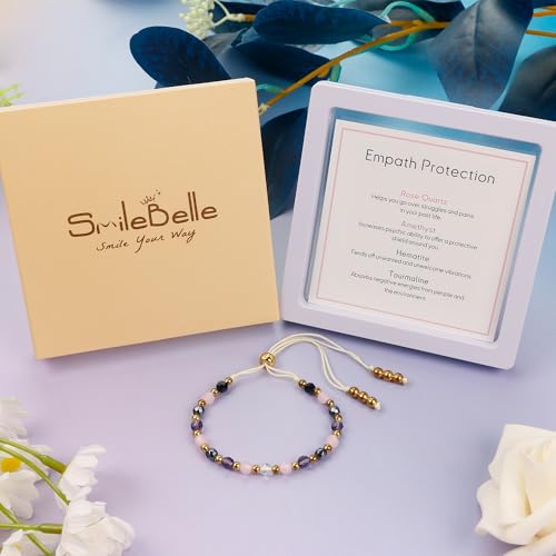 SmileBelle Protection Bracelets for Women, Pregnancy Gifts for Expecting Mom Sunflower Gifts for Women Black Tourmaline Bracelets as Healing Bracelet Sunflower Bracelet as Mother Day Gift - style: Empath Protection