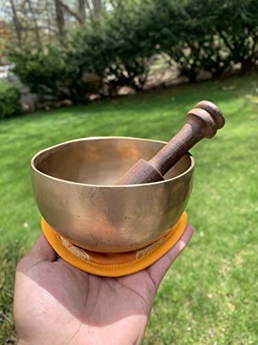 Beautiful hand hammered Tibetan Meditation Yoga Temple Bell Singing Bowl set 4.5