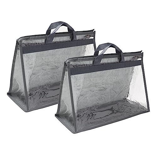 PATIKIL Handbag Dust Bags, 2 Pack Clear Purse Storage Organizer M Size PVC Dustproof Handbag Cover Transparent Purse Protector, Gray - color: Gray, size: M