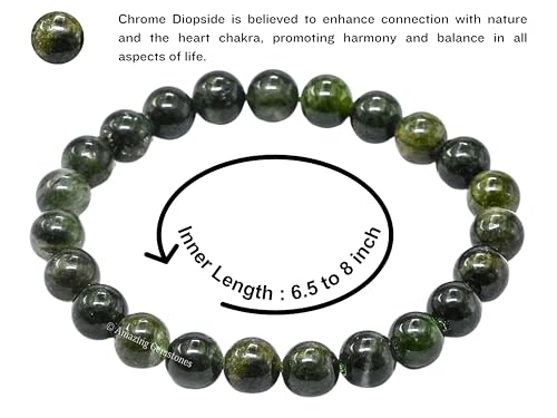 Amazing Gemstone Crystal Bracelet for Women Men's Gifts - Protection Healing Crystal Bracelet - 8mm Gemstone Beaded Stretchable Bracelet Pulseras Para Hombres Mujer Stocking Stuffers Mothers Day Gift (Chrome Diopside) - color: Chrome Diopside