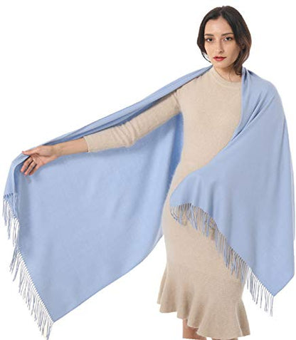 TwoYek Womens Scarf Pashmina Shawls and Wraps for Evening Dress Wedding Bridesmaid Gift - color: Light Blue