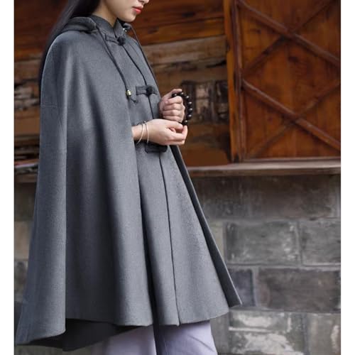 Meditation Cloak with Removable Zipper Hood Prayer Warm Robe Cozy Cape Poncho Women Men Oversize Coat - color: Gray, size: Medium