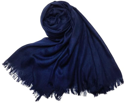 Women Summer Scarfs Lightweight Large Long Gauze Shawl Linen Beach Wrap Plain 75”×43” - color: Navy1