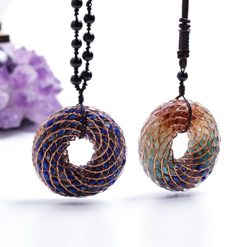 Rodin Coil & Orgone Pendant Necklace for Meditation, Reiki Energy Necklace, Chakra Balancing, Spiritual Protection - style: Lapis lazuli