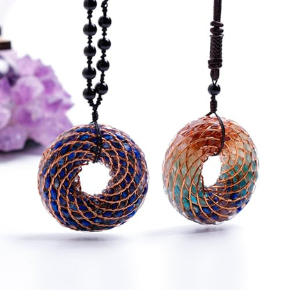 Rodin Coil & Orgone Pendant Necklace for Meditation, Reiki Energy Necklace, Chakra Balancing, Spiritual Protection - style: Lapis lazuli