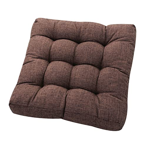 kingsea Floor Pillow Cushion,Square Cotton Linen Floor Cushion 21" x 21" Chair Pad Cushions Meditation Pillow,for Balcony Bedroom Tatami Living Room Sofa Balcony Outdoor (Coffee)